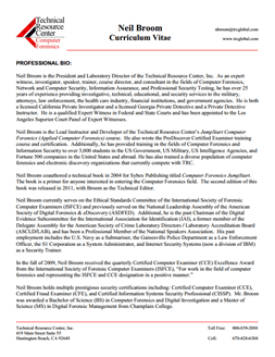 CV for Neil Broom Expert Witness in Computer Forensics Investigations in Garland